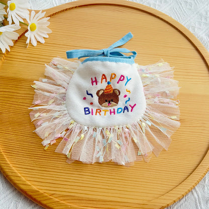 Mokka - Letter Pattern Pet Birthday Hat and Bib