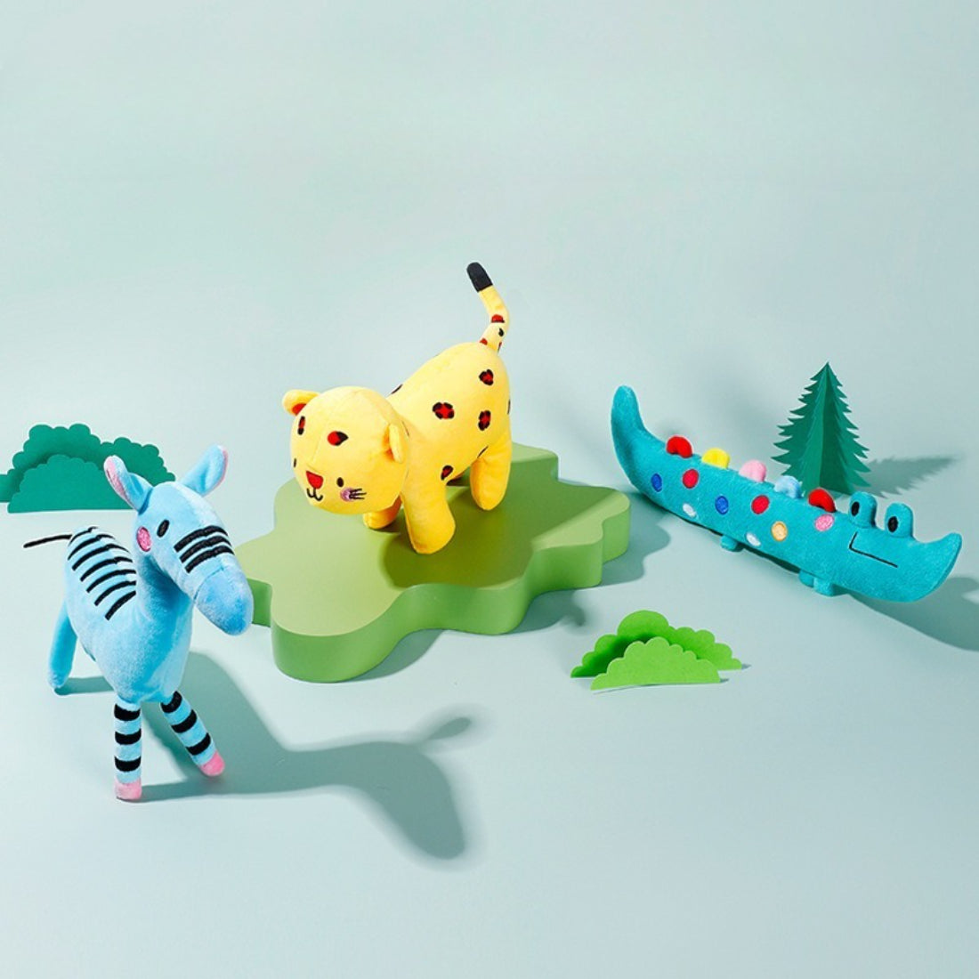 Petkin cartoon animal plush dog toy with colorful design on white background