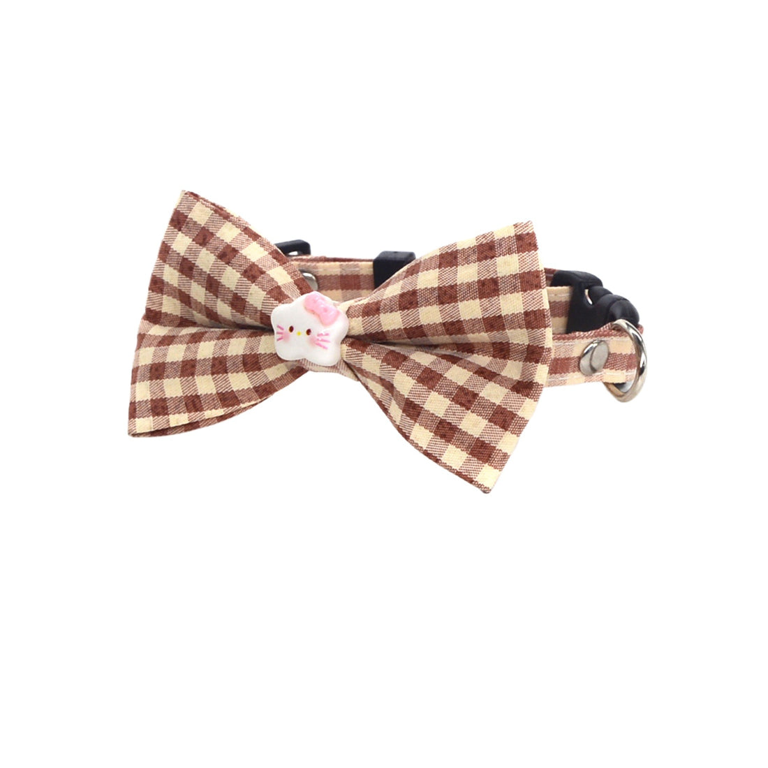 Mokka Kitty Charm Bow Breakaway Cat Collar in soft brown with small bow and charm