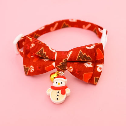 Christmoo - Adjustable Christmas Print Bow Tie Cat Collar