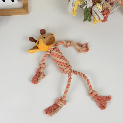 Petkin rope dog plush toy displayed on white background highlighting details
