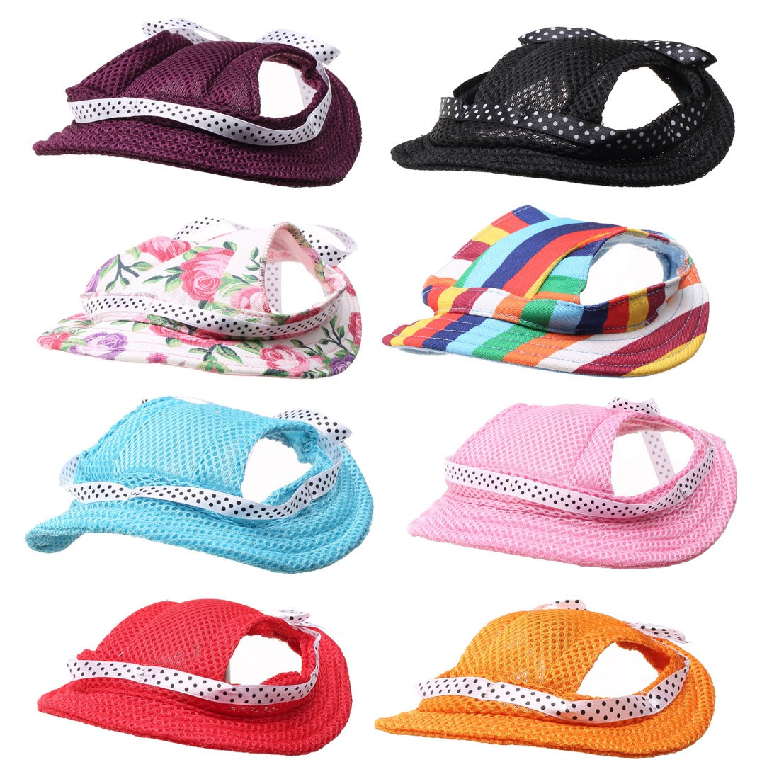 Side view of Ozzie breathable mesh bow dog hat showing mesh fabric and bow detail