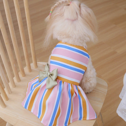 Ozzie - Colorful Striped Bow Pet Dress