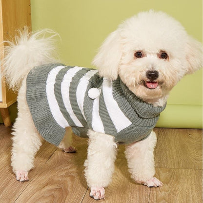 Ozzie - Ruffle Hem Cable Stripe Sweater Dress