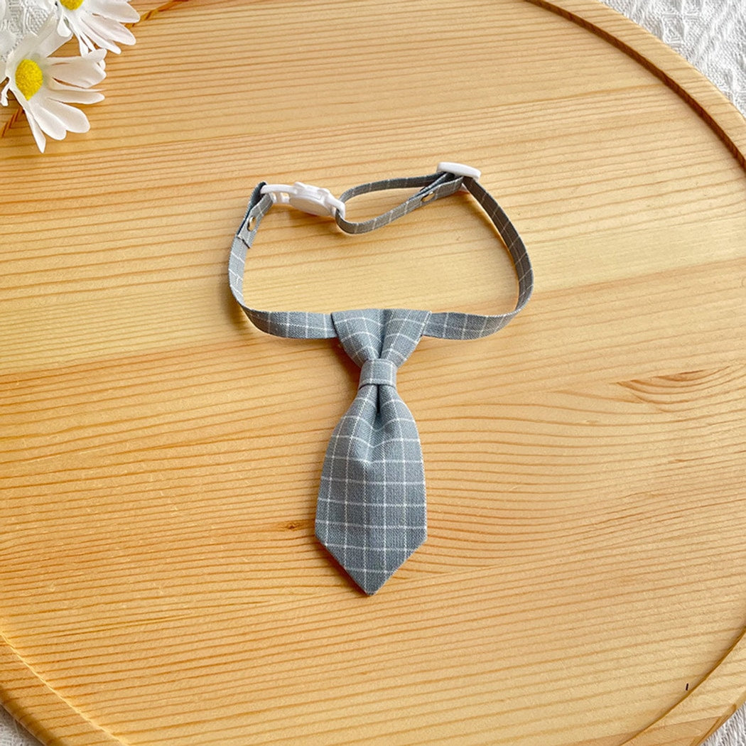 Mokka - Plaid Tie Accent Adjustable Cat Collar
