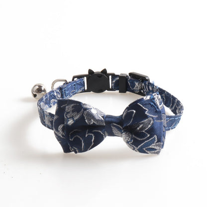 Mokka cat collar with Japanese-style bow tie displayed on a white background