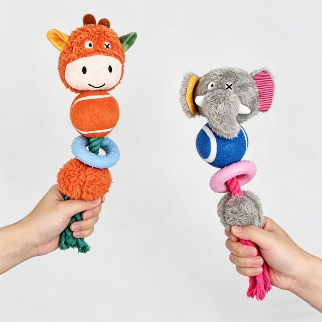 Petkin - Animal Rope Ring Squeaky Dog Toy
