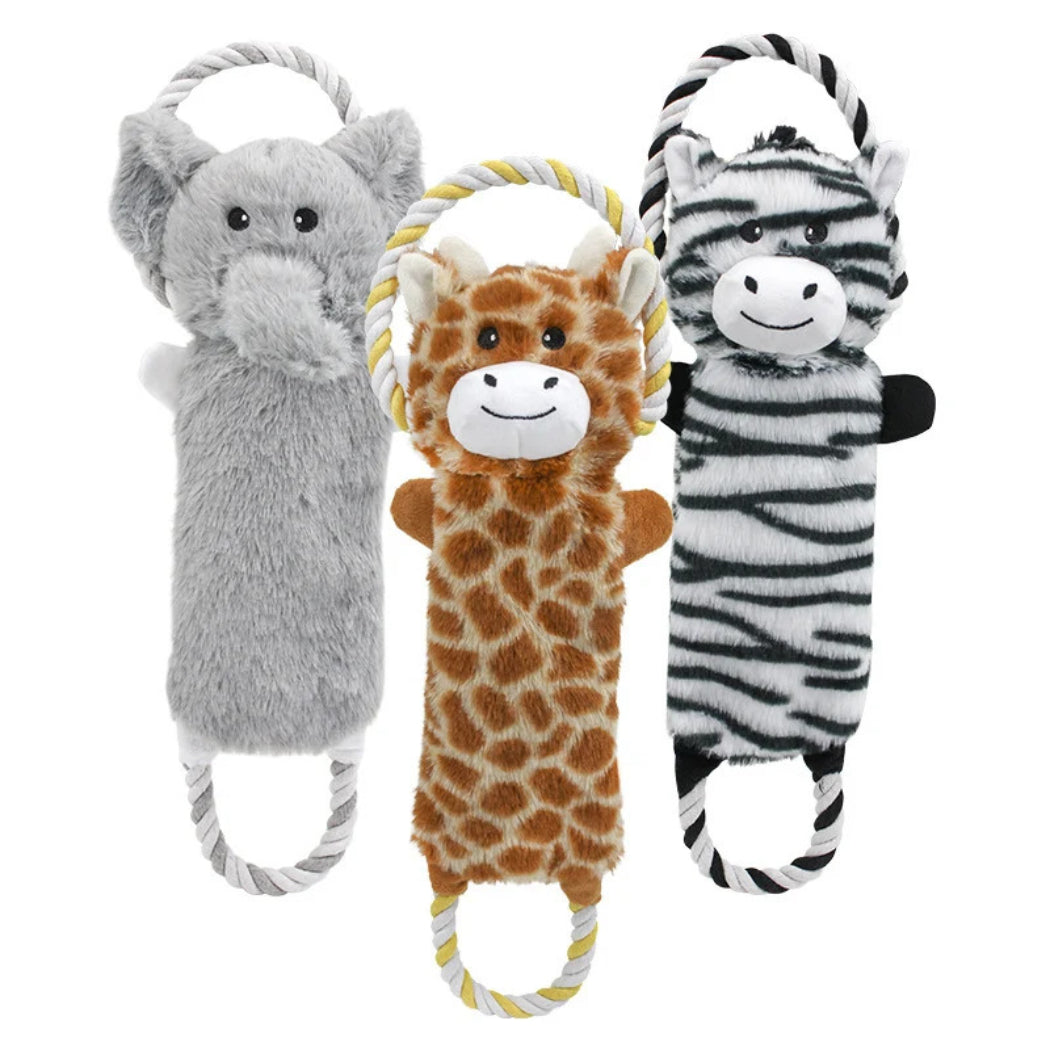 Petkin - Safari Animal Plush Rope Dog Toy