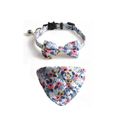 Mokka - Floral Print Panel Cat Collar Set