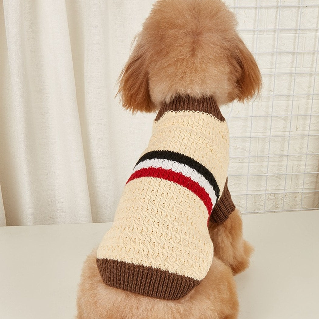 Ozzie - Retro Triangle Pattern Turtleneck Dog Sweater