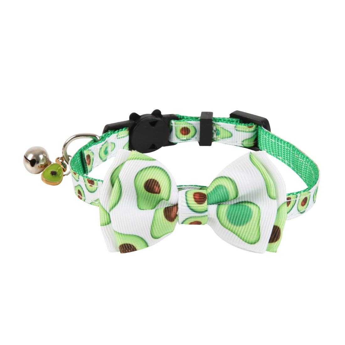 Close-up of Mokka Tropical Fruit Bow Cat Collar showing detailed fruit design and bow