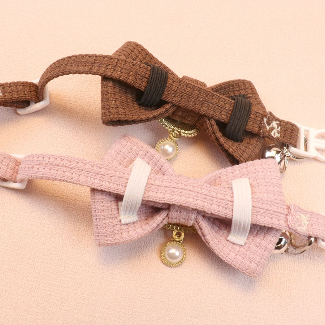 Mokka - Chic Solid Color Bow Cat Collar