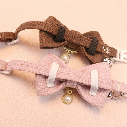 Mokka - Chic Solid Color Bow Cat Collar