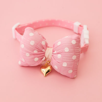 Mokka - Plaid or Polka Dot Bow Bell Pet Collar