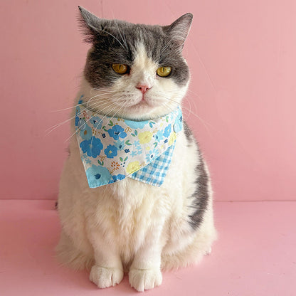 Mokka - Floral Print Adjustable Cat Bandana Collar