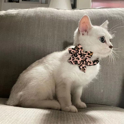 Mokka Leopard Flower Breakaway Cat Collar fully extended showing pattern and clasp