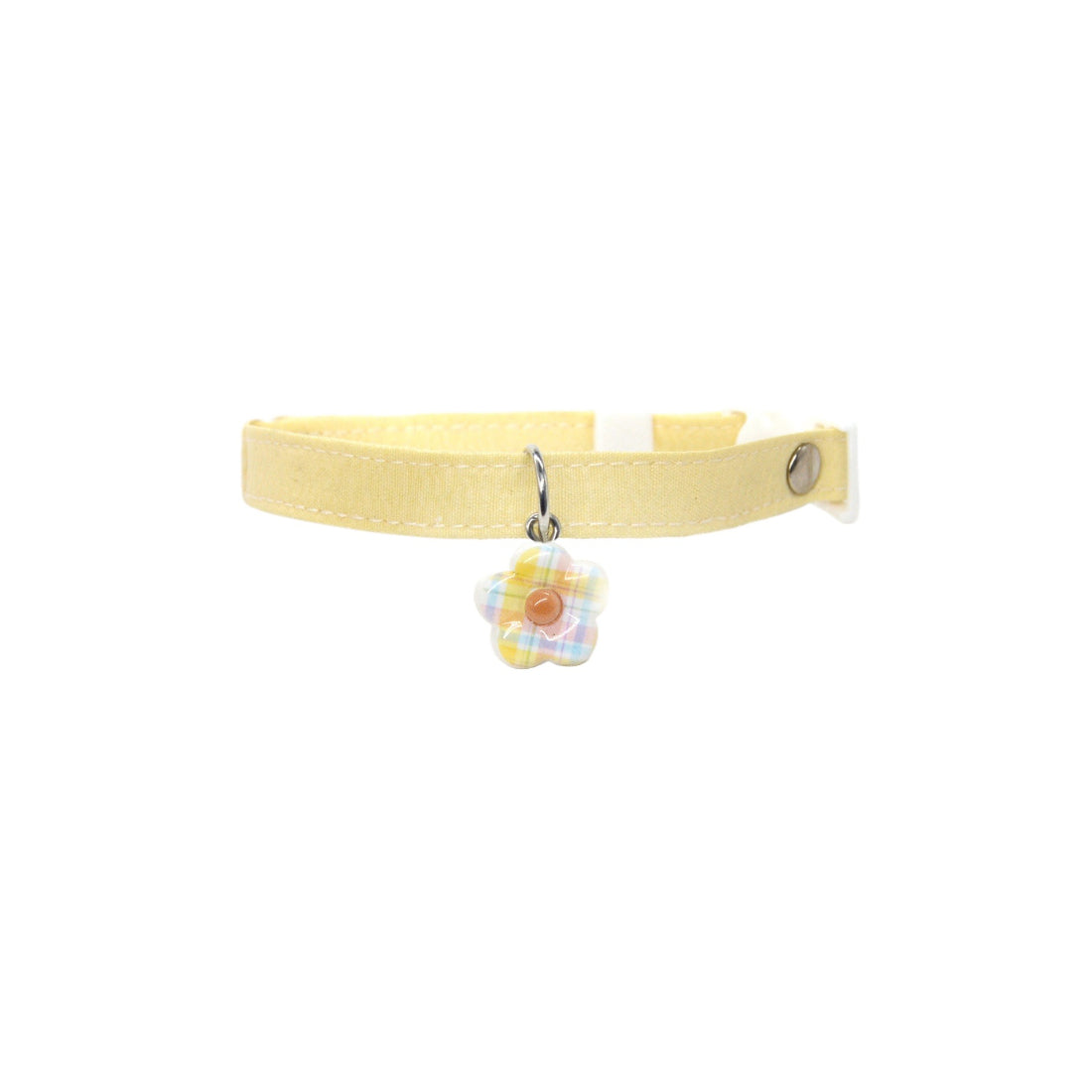 Mokka Daisy Charm Breakaway Collar displayed flat highlighting the pink strap and silver charm