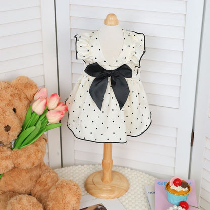 Ozzie - Polka Dot Bow Detail Dog Dress