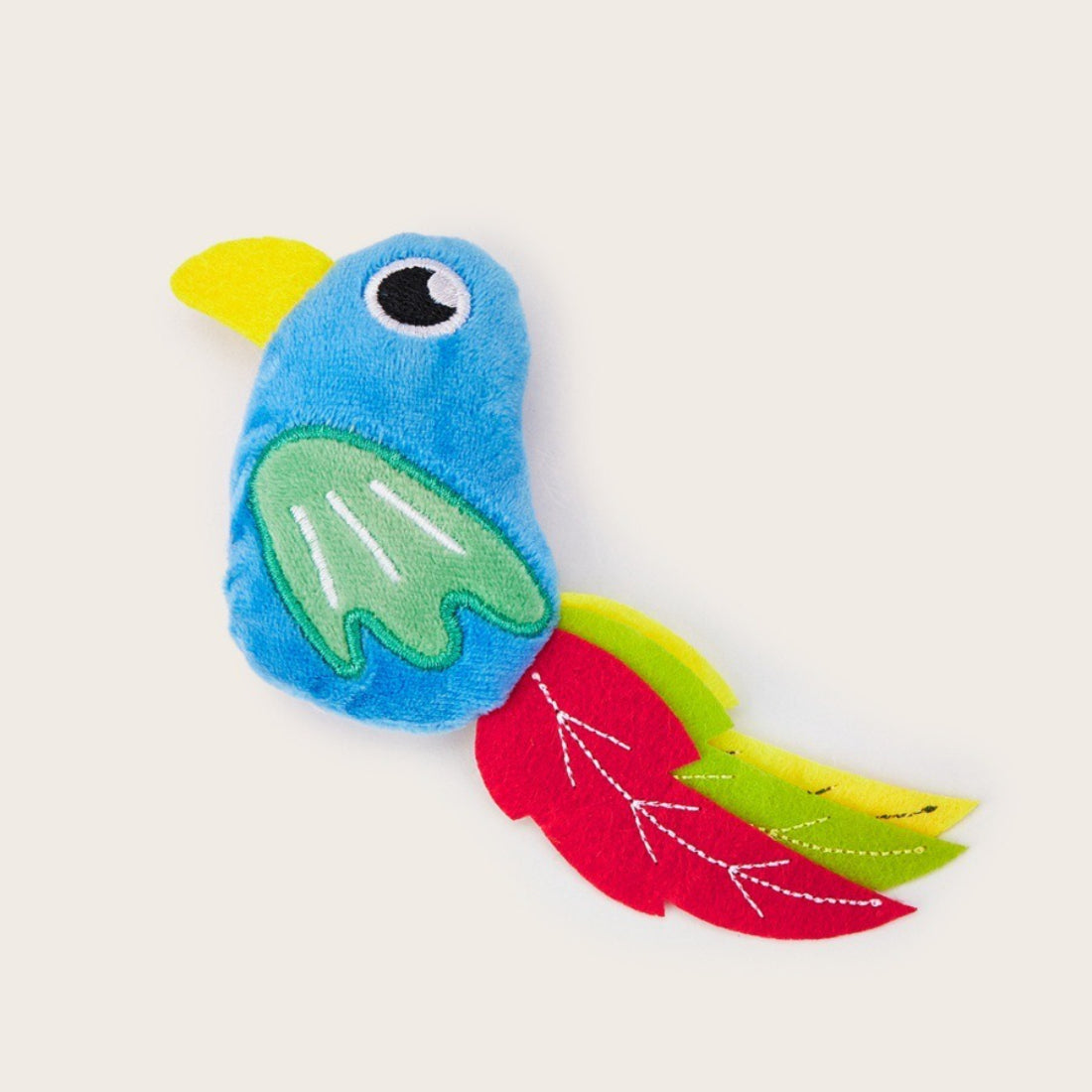 Moo bright bird plush toy for cats with playful design and colors