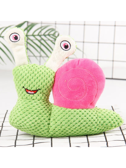 Petkin Snail Plush Dog Toy with bright colors and soft plush material