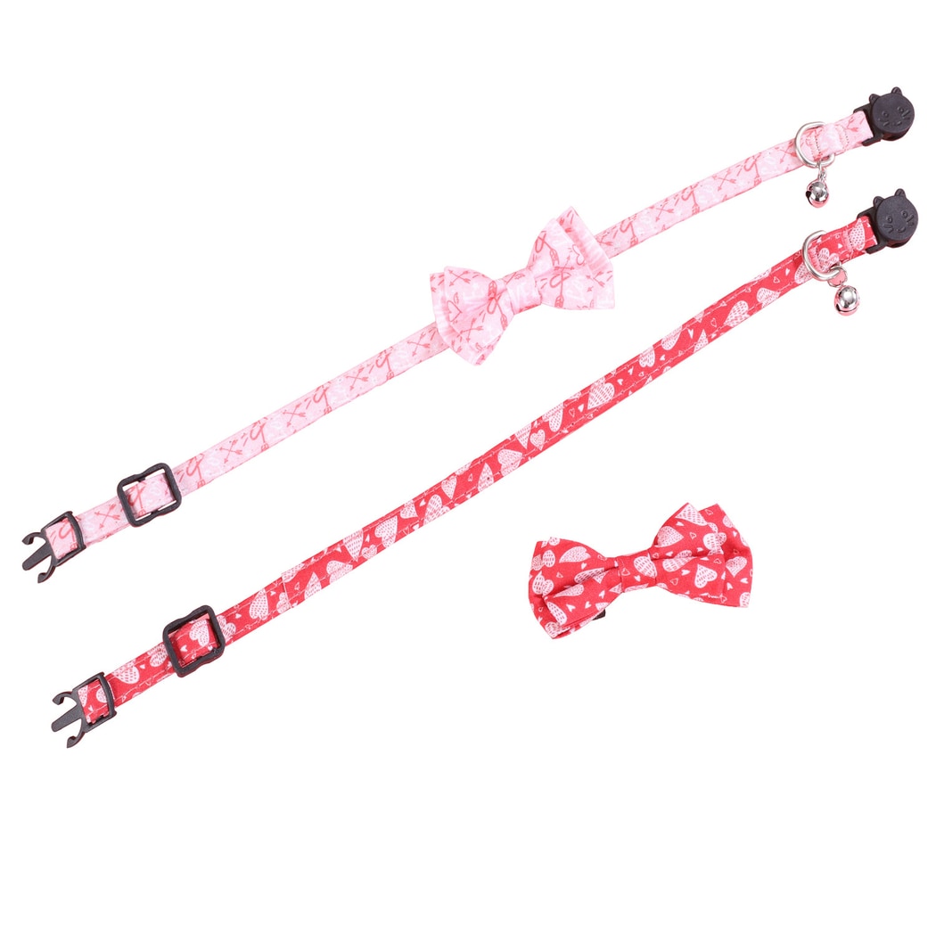 Mokka - Heart Print Bow Cat Collar