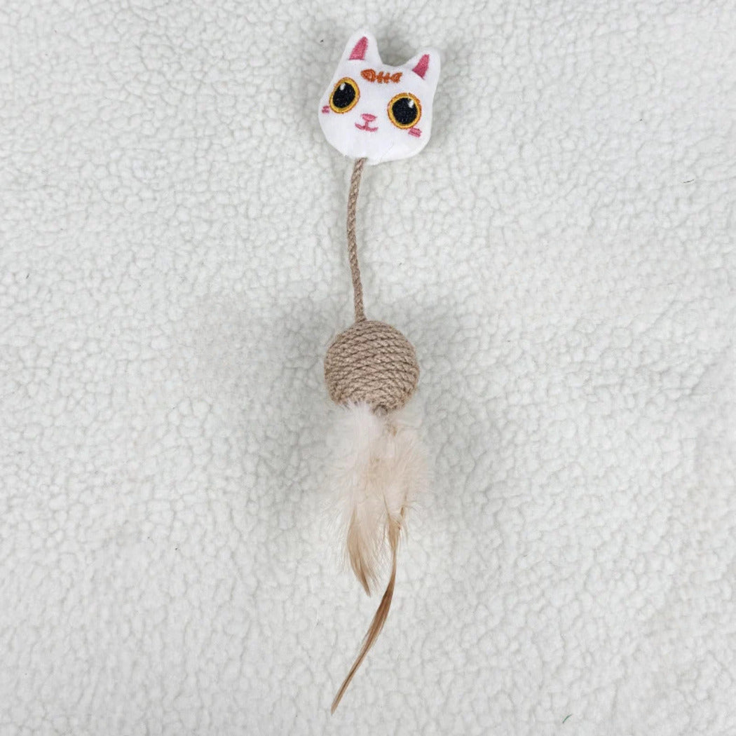 Moo - Cat Face Ball Feather Cat Toy