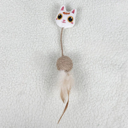 Moo - Cat Face Ball Feather Cat Toy