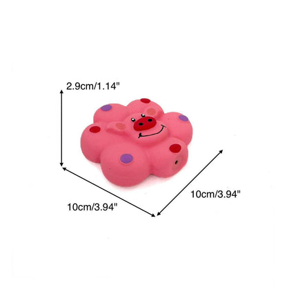Petkin Flower Pig Squeaky Toy held in hand to show size