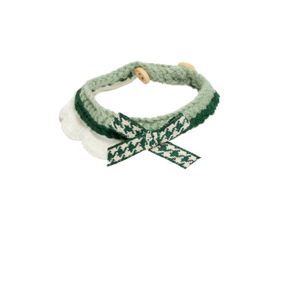 Mokka - Houndstooth Bow Scalloped Cat Neckwear