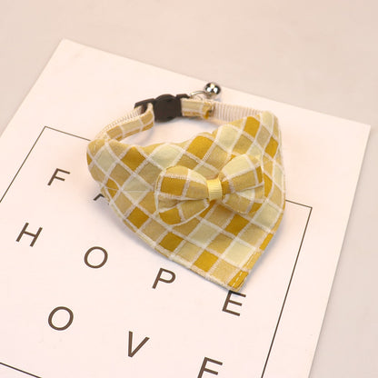 Mokka - Preppy Plaid Bow Pet Bandana Collar