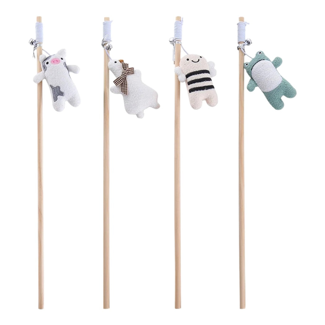 Moo - Plush Character Wand Cat Toy