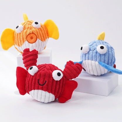 Petkin – Sea Animal Squeaky Plush Dog Toy
