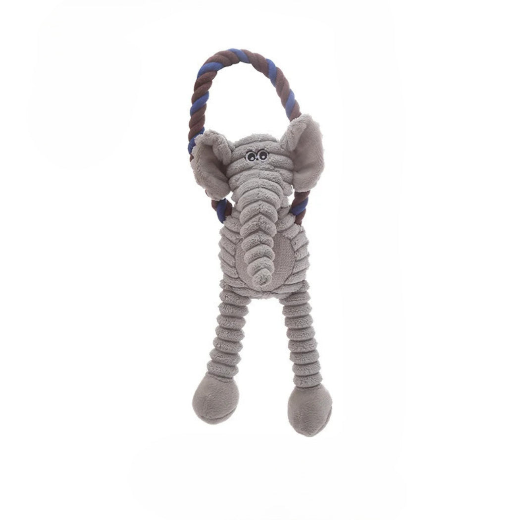 Petkin - Plush Animal Character Rope Loop dog toy