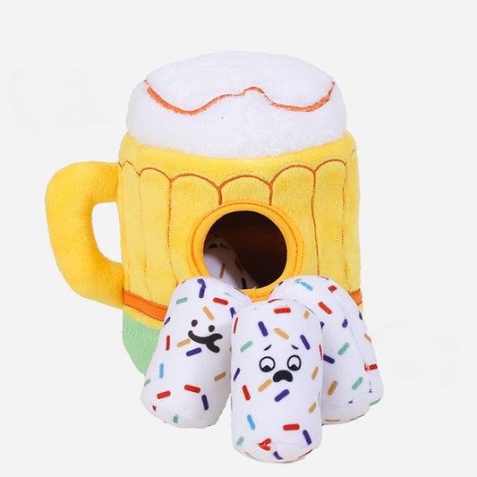 Petkin - Beer Mug Plush Squeaky Dog Toy