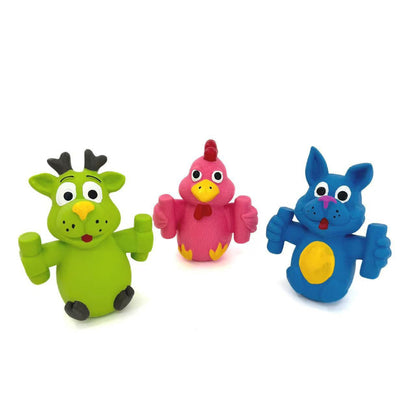Petkin funny animal squeaky toy shaped like a cartoon dog for pet play