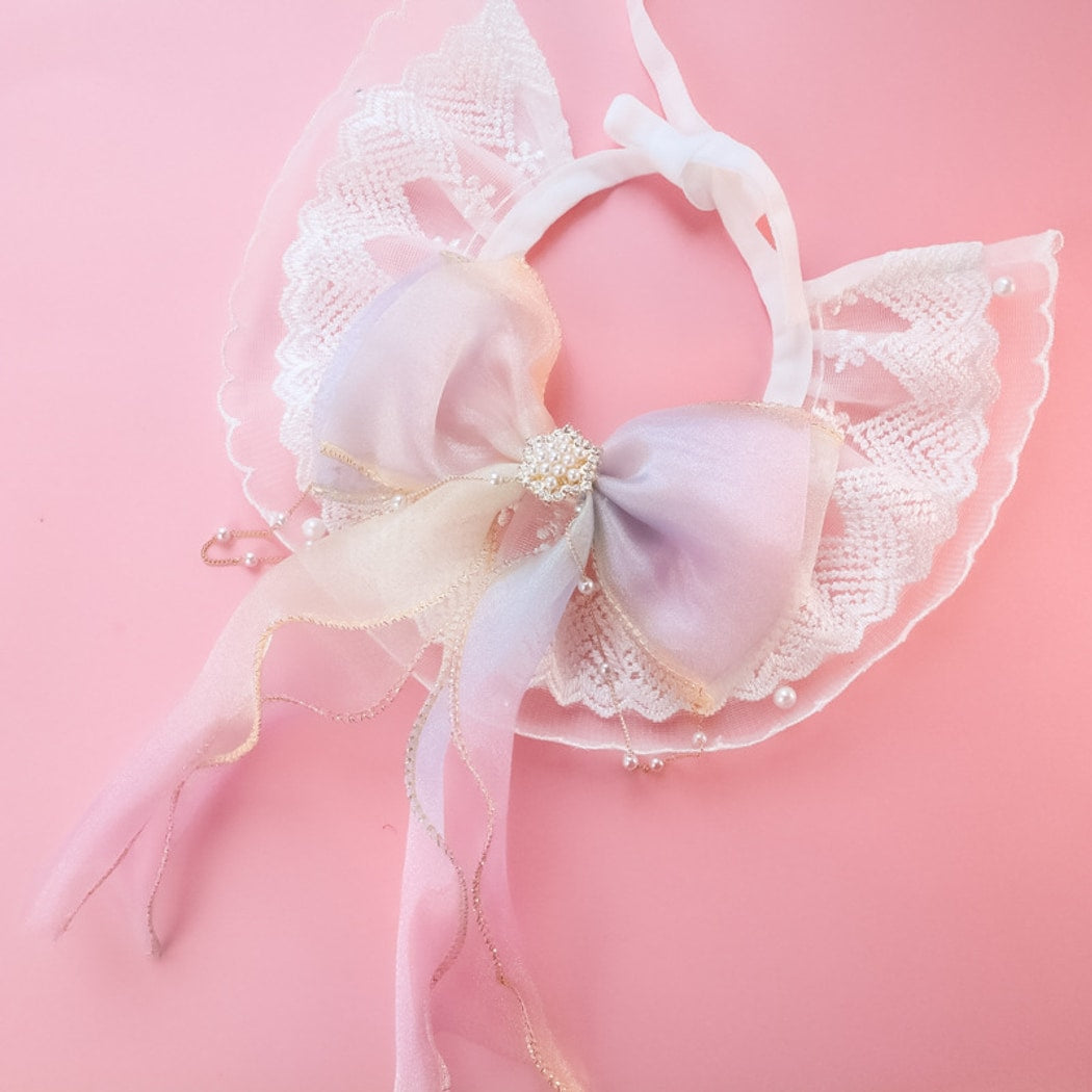 Mokka - Lace Bow Ruffle Decorative Cat Collar