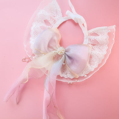 Mokka - Lace Bow Ruffle Decorative Cat Collar