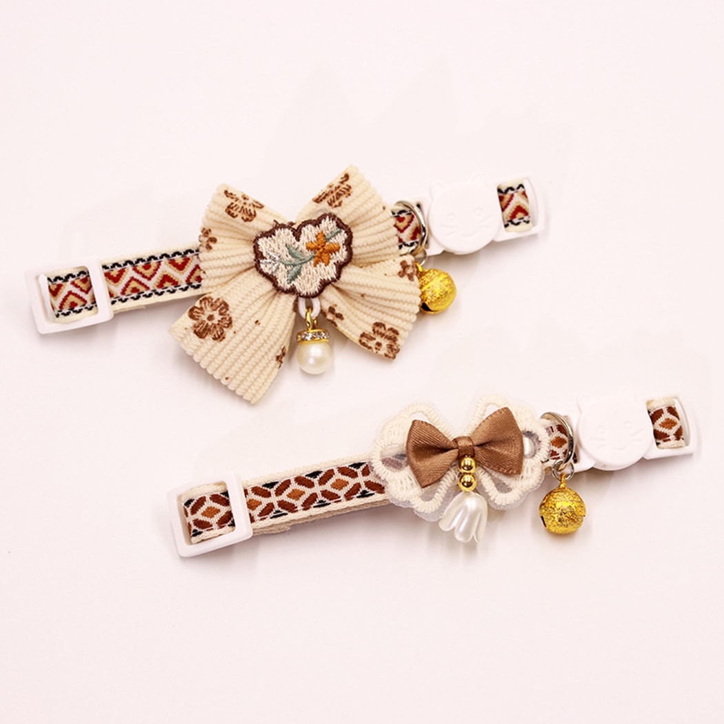 Mokka - Folksy Style Geometric Patterns Bow Cat Collar