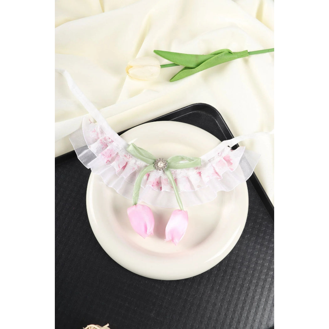Mokka - Tulip Ruffled Floral Pet Collar