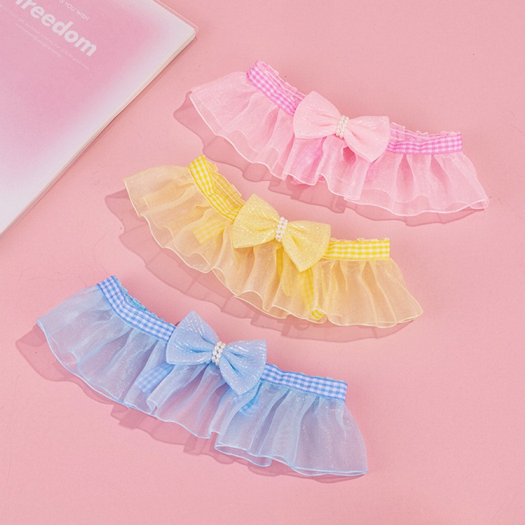 Mokka - Sheer Ruffled Bow Cat Collar