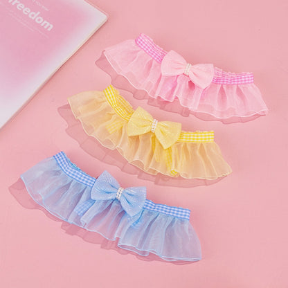 Mokka - Sheer Ruffled Bow Cat Collar