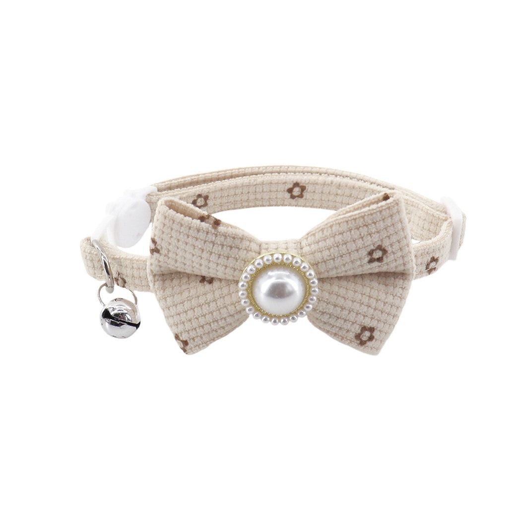 Mokka - Minimalist Bow Flower Pattern Cat Collar