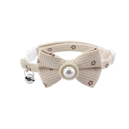 Mokka - Minimalist Bow Flower Pattern Cat Collar