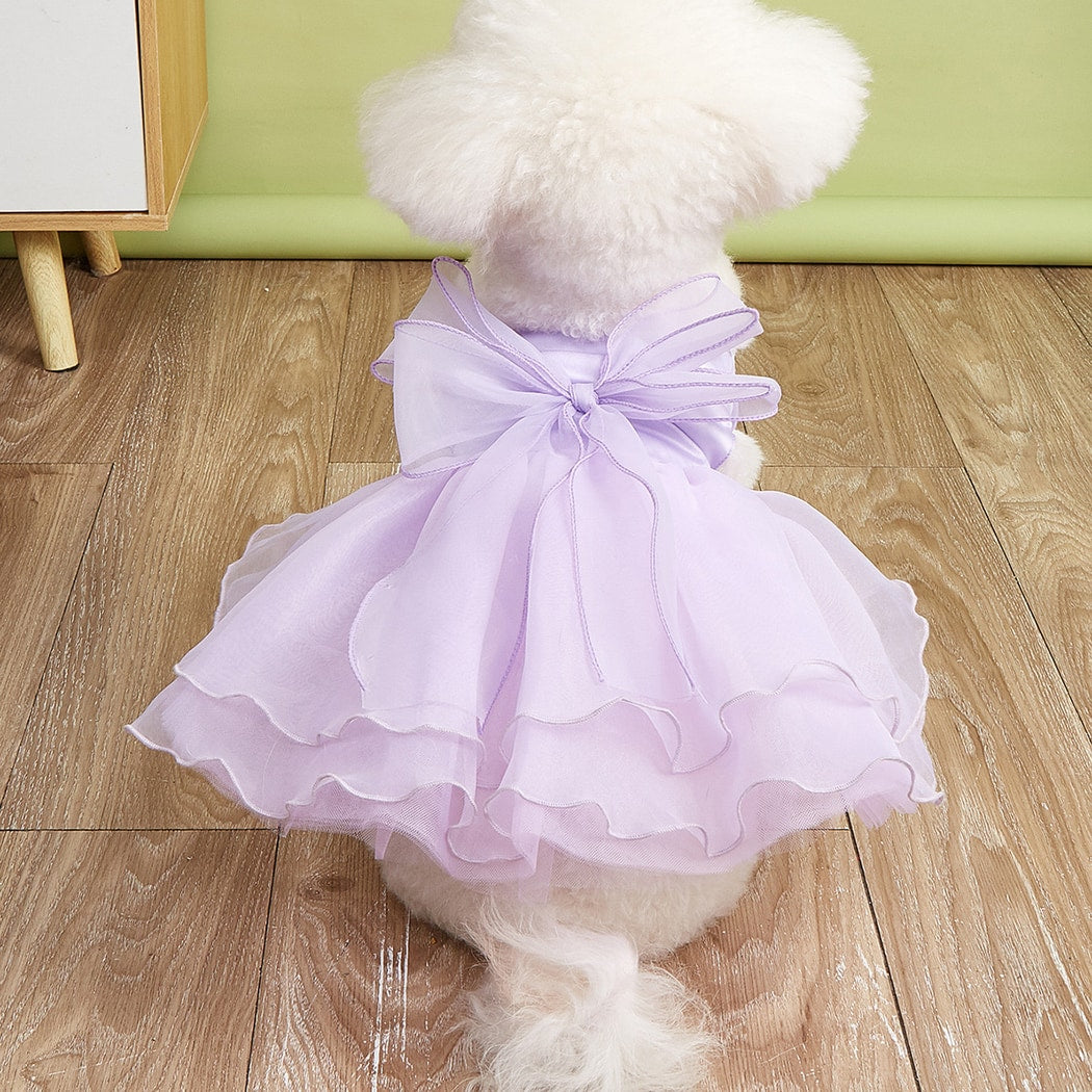 Ozzie - Elegant Layered Bow Detail Pet Formal Dress
