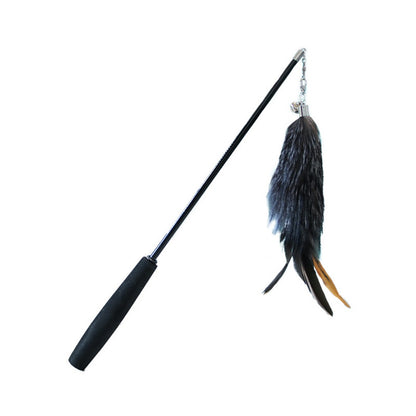 Close-up of Moo Classic Feather Extendable Cat Teaser Wand showing feather details