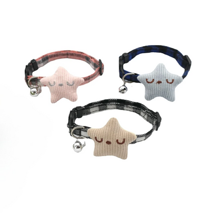Mokka - Plaid Star Breakaway Bell Cat Collar