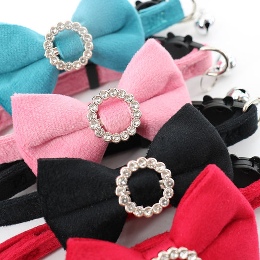 Mokka - Retro Solid Color Bow Cat Collar
