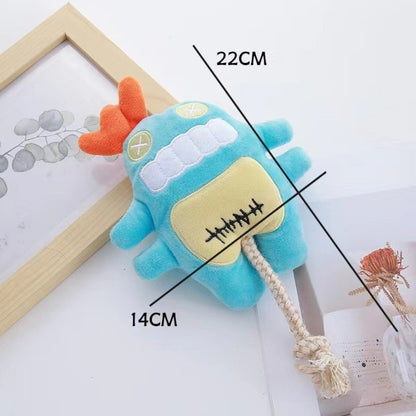Petkin Monster Rope Plush Dog Toy with bright colors and monster character design