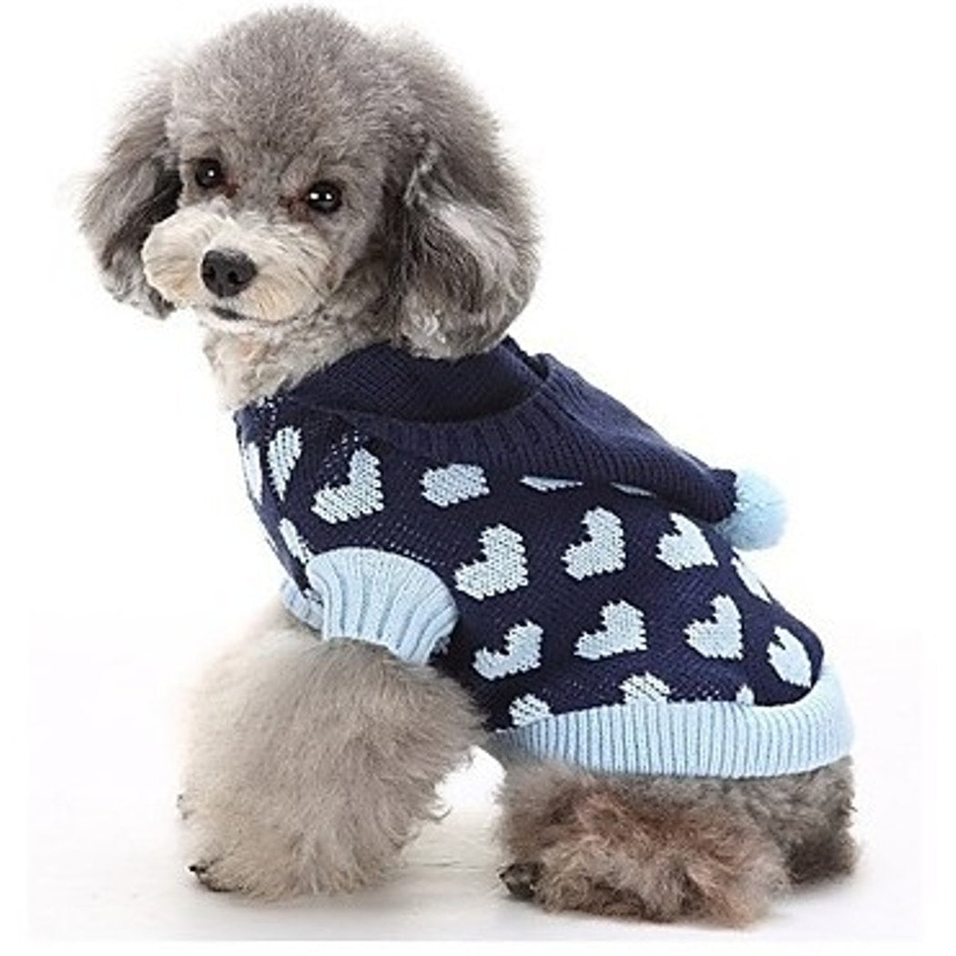 Ozzie - Heart Pattern Round Neck Pet Sweater