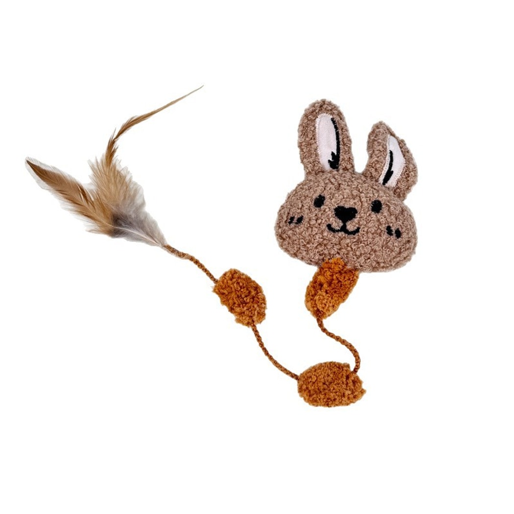 Moo - Bunny Face with Feather Cat Toy
